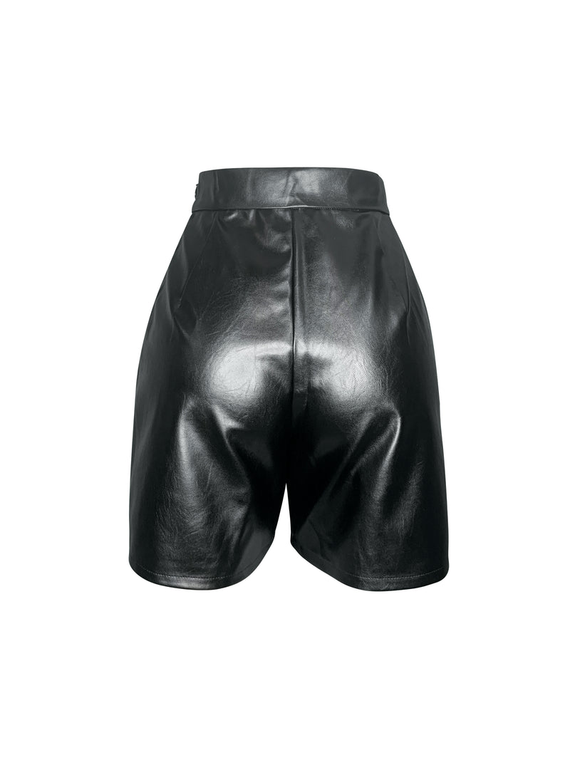 FAUX LEATHER BERMUDA SHORTS