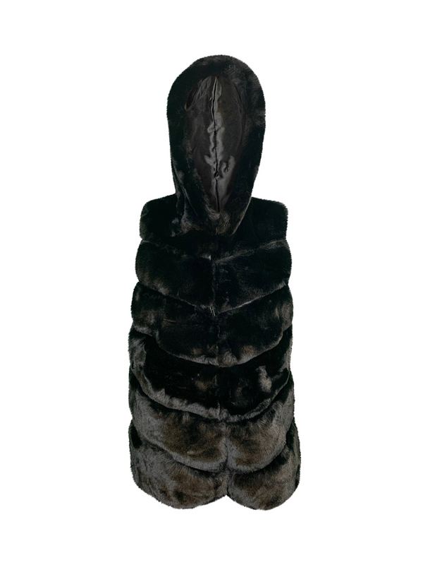 FAUX FUR HOODED GILET