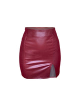 SIDE SLIT FAUX LEATHER  SKIRT