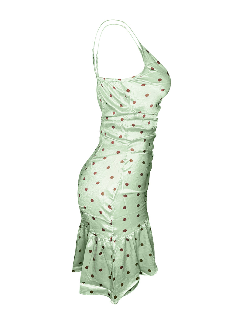 RUCHED POLKA DOT DRESS