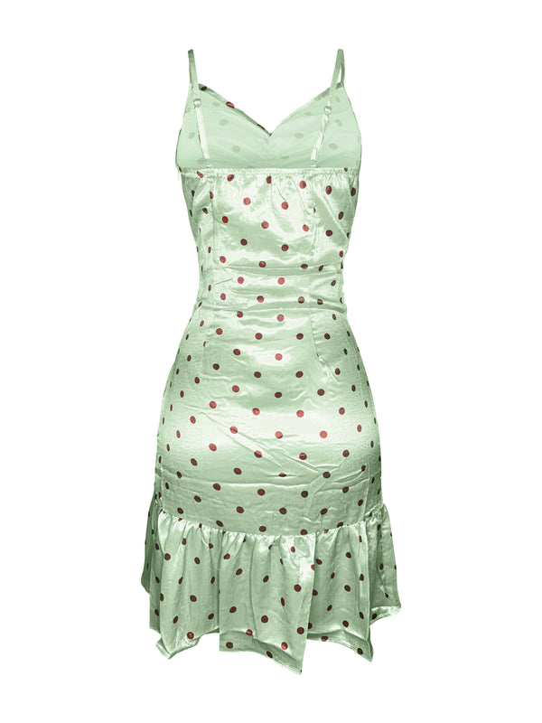 RUCHED POLKA DOT DRESS