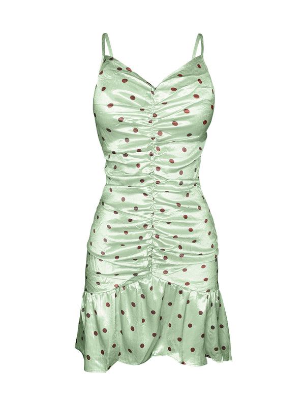 RUCHED POLKA DOT DRESS