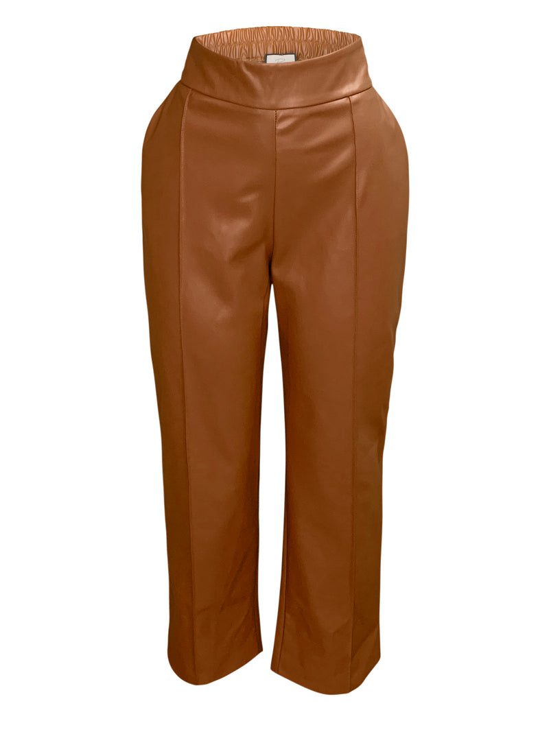 HIGH-WAISTED FAUX LEATHER TROUSERS