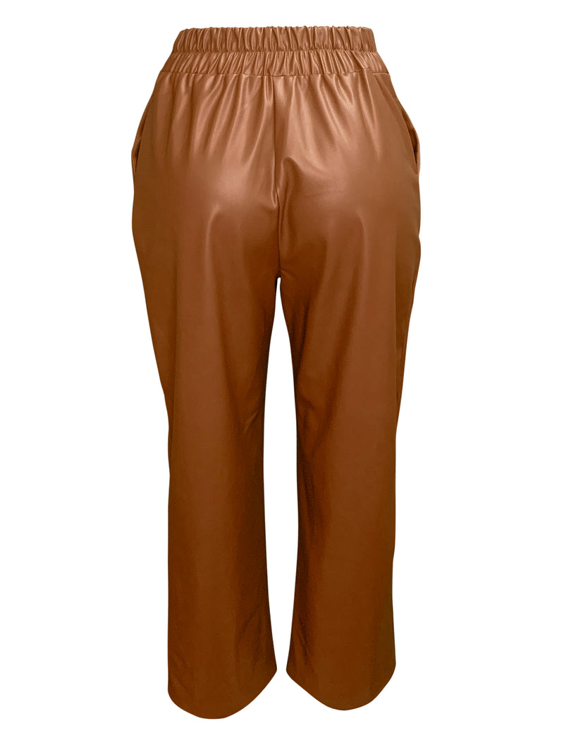 HIGH-WAISTED FAUX LEATHER TROUSERS