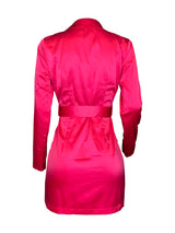 SATIN BELTED BLAZER DRESS