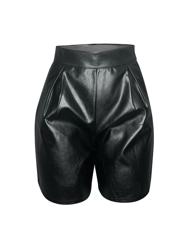 FAUX LEATHER BERMUDA SHORTS