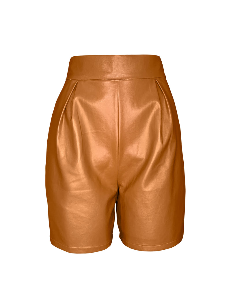 FAUX LEATHER BERMUDA SHORTS