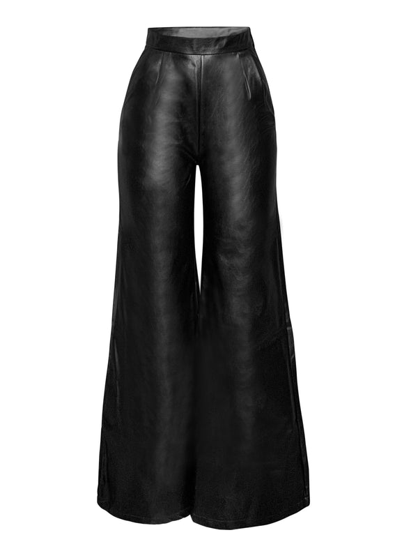 FAUX LEATHER WIDE LEG TROUSER